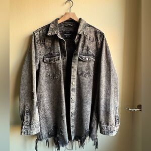 Distressed Black Denim Jacket